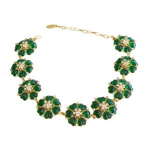 Vintage Gripoix Revival Rare Poured Melon Cut Resin Green Choker French …